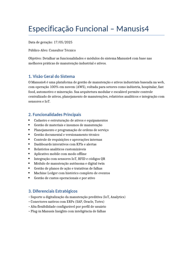 Funcionalidades do Sistema Manusis4 | PDF