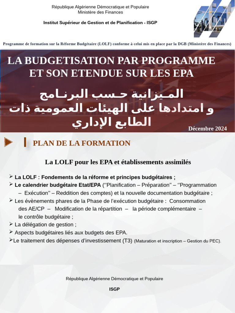 Formation sur la LOLF et Budgetisation | PDF | Budget