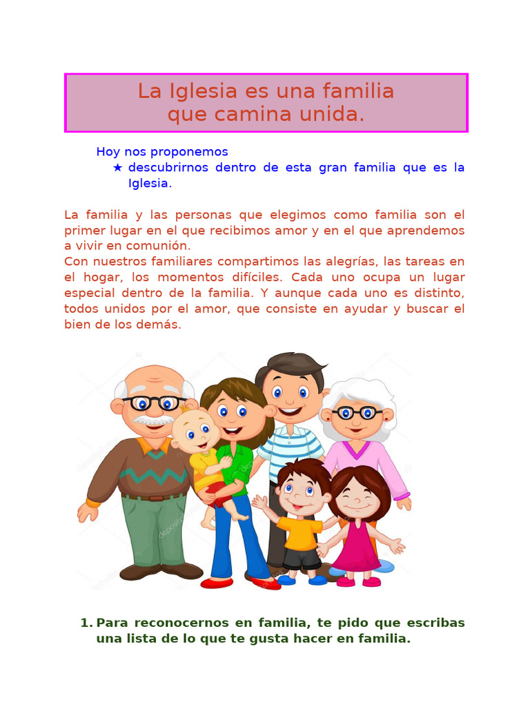 La Iglesia: Una Familia Unida en Fe | PDF | Iglesia Católica | Amor