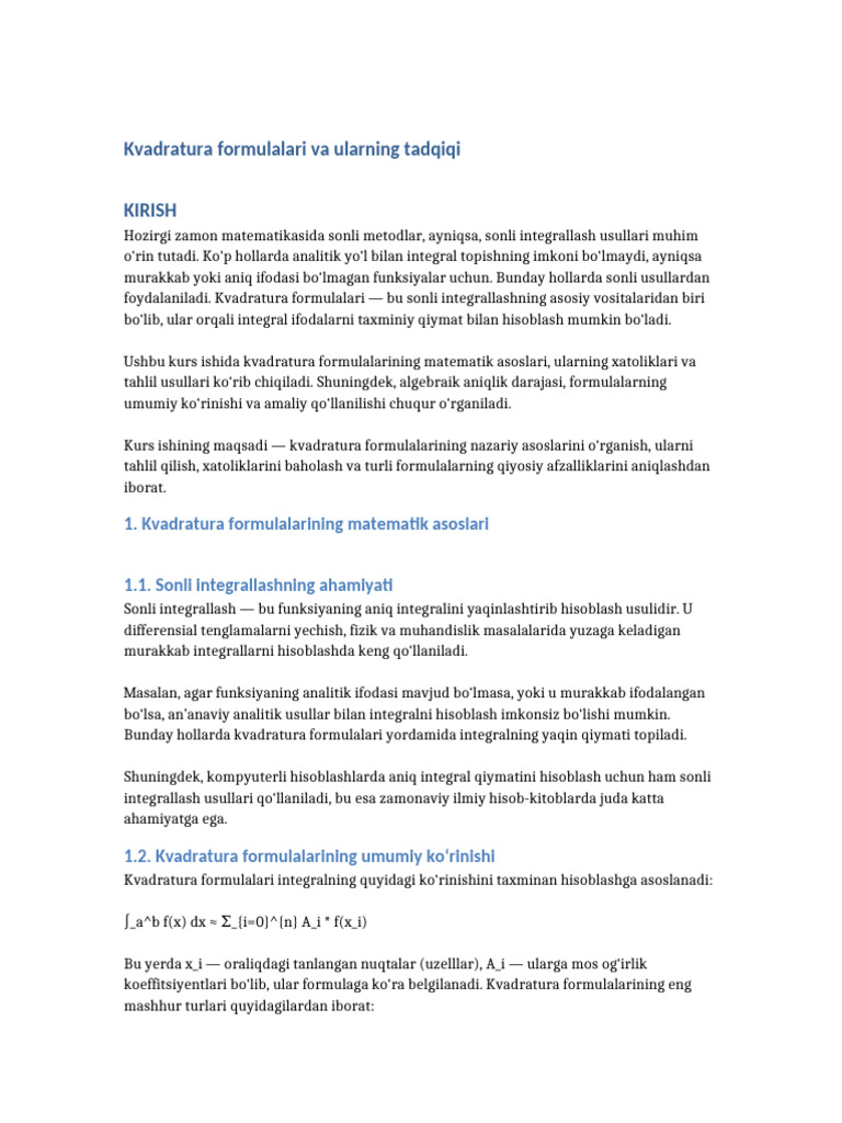 Kurs Ishi Kvadratura 1-Qism | PDF
