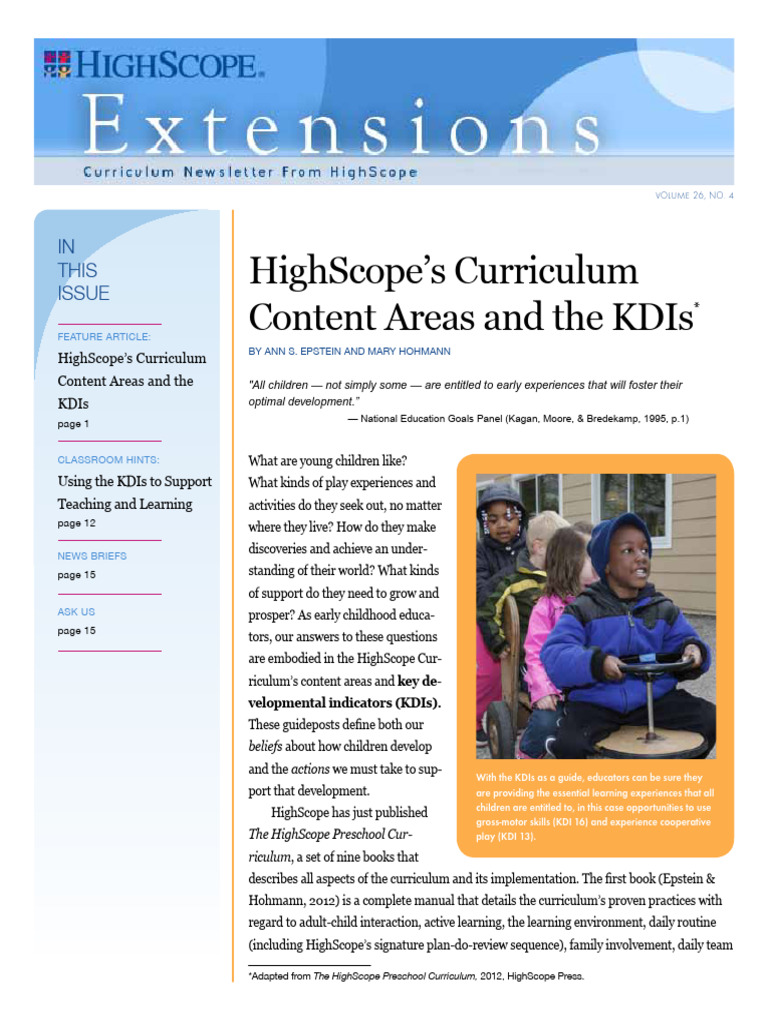 HighScope Curriculum and KDIs Overview | PDF | Preschool | Curriculum