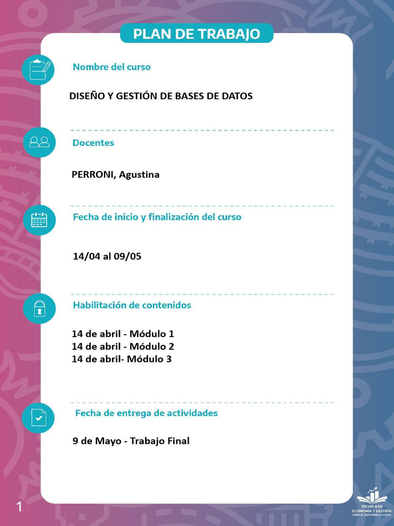 Plan de Trabajo DGBD-Ed1 | PDF