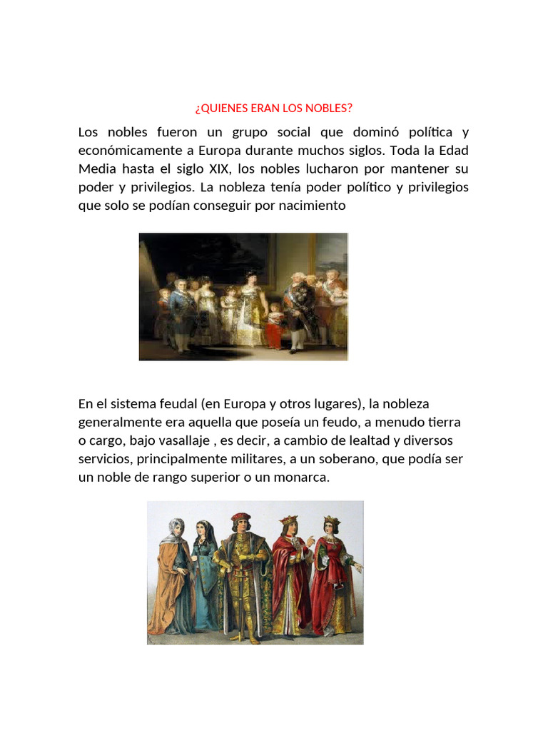 La Nobleza en Europa: Historia y Poder | PDF | Nobleza | Edades medias