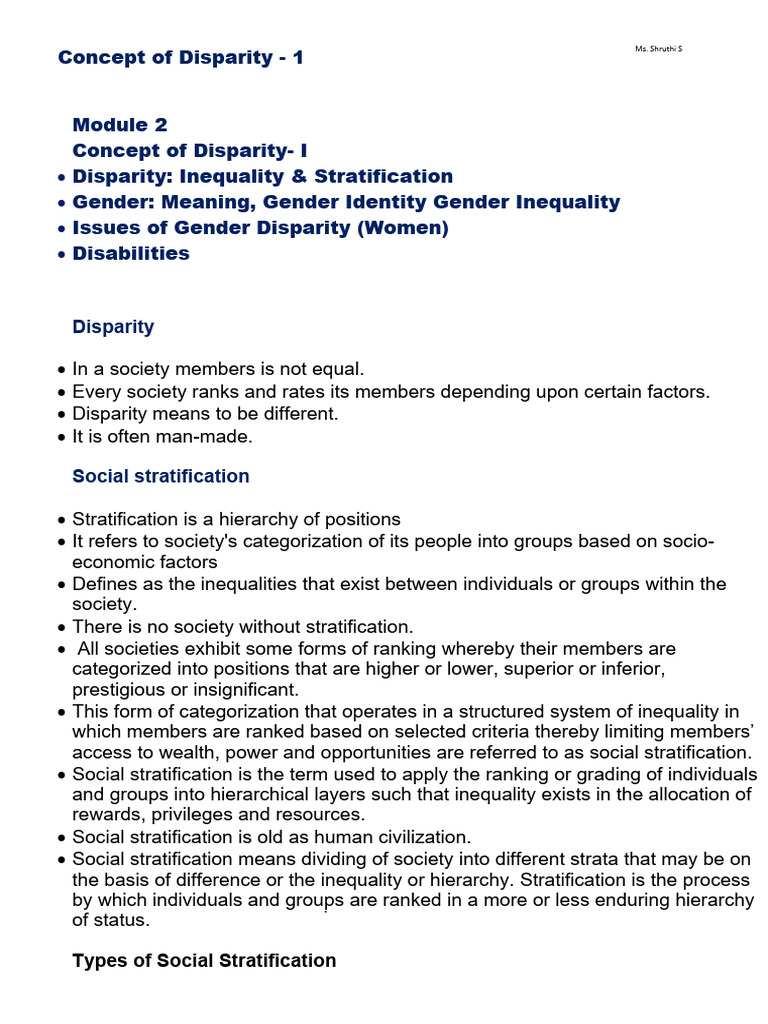 Module 2 - Concept of Disparity 1 (New) | PDF | Caste | Hearing Loss