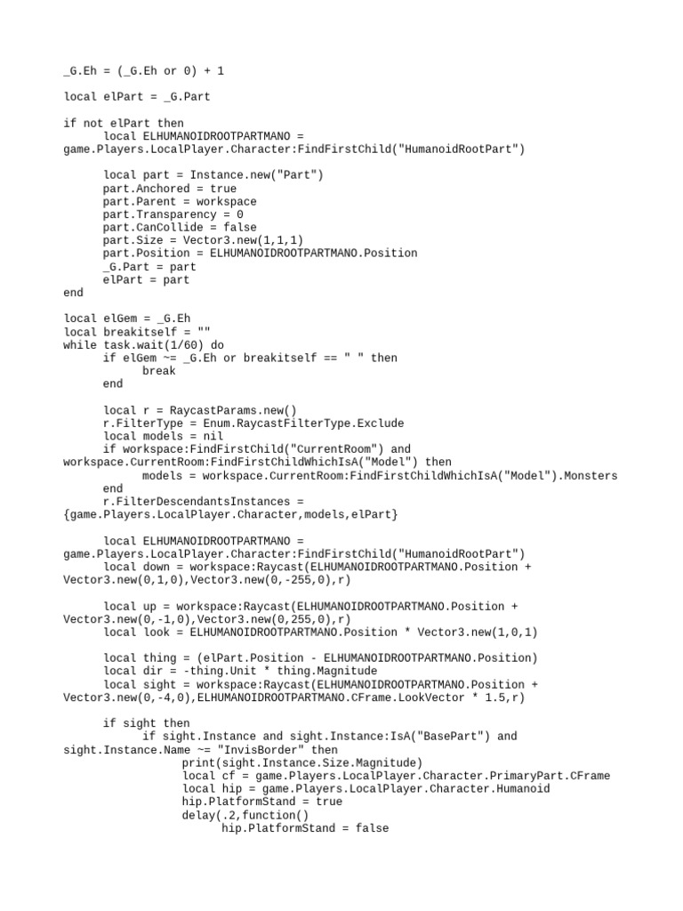 Roblox Raycasting Script Overview | PDF