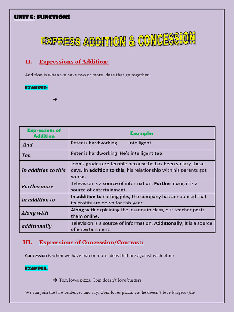 Unit 5 FUNCTIONS LESSON | PDF | Sentence (Linguistics) | Semantic Units