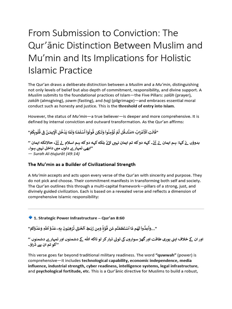 Distinction Between Muslim and Mu'min | PDF | Quran | Islam