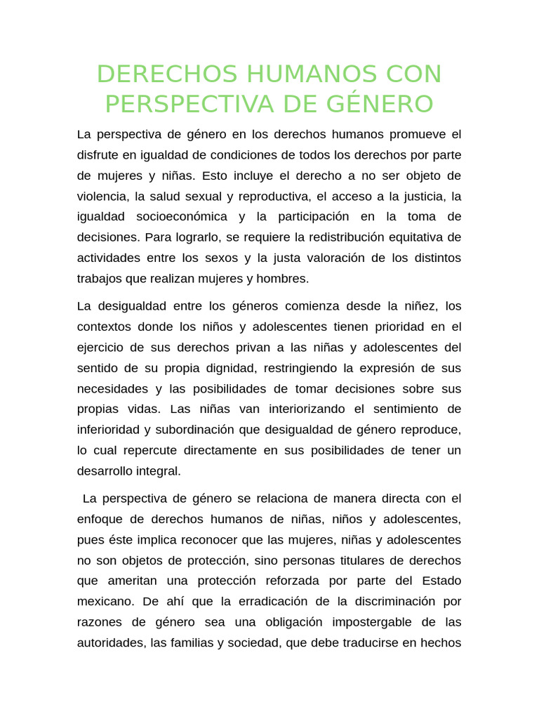 Derechos Humanos Con Perspectiva de Género | PDF | Mujer | Género