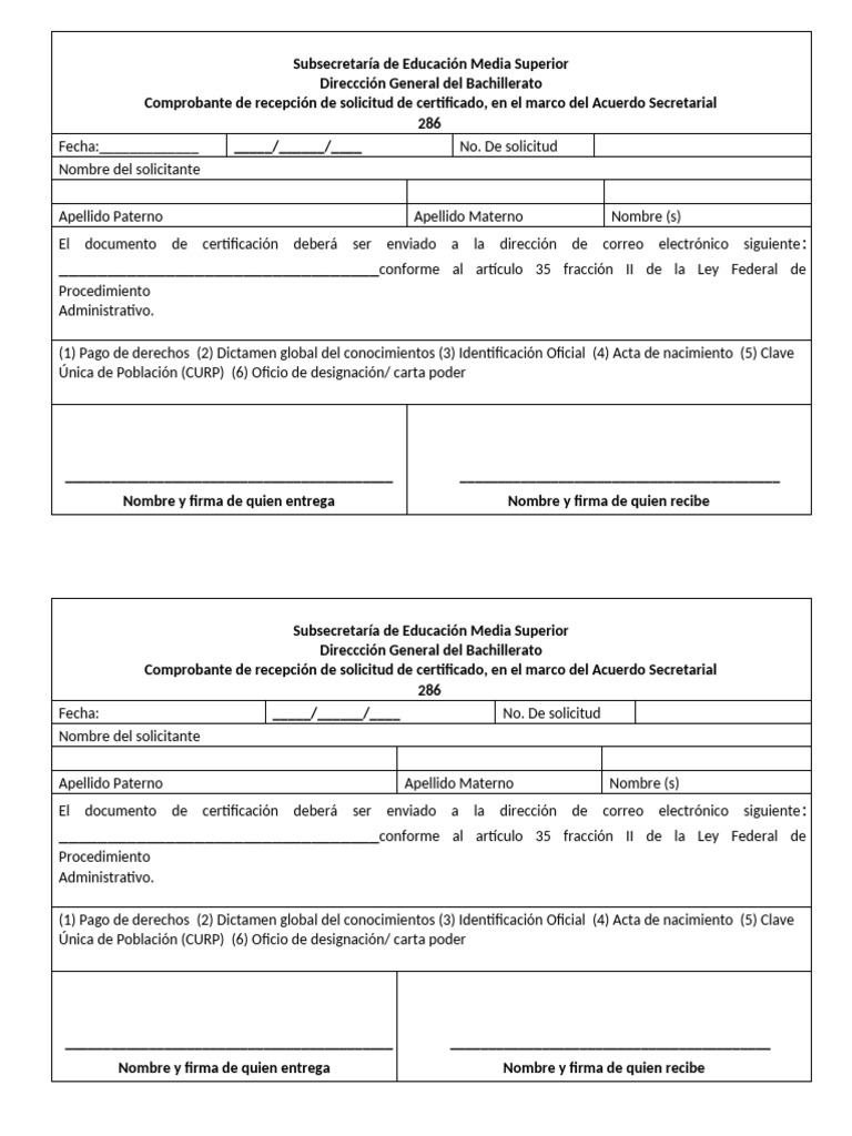 Comprobante de Solicitud de Certificado | PDF