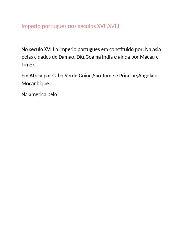 Império Português nos Séculos XVII e XVIII | PDF