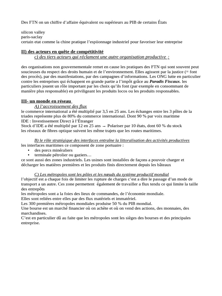 FTN, ONG et métropoles : enjeux globaux | PDF | Échange international ...