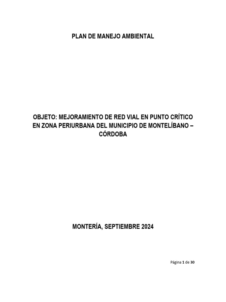 Plan de Manejo Ambiental Montelíbano | PDF | Residuos | Entorno natural