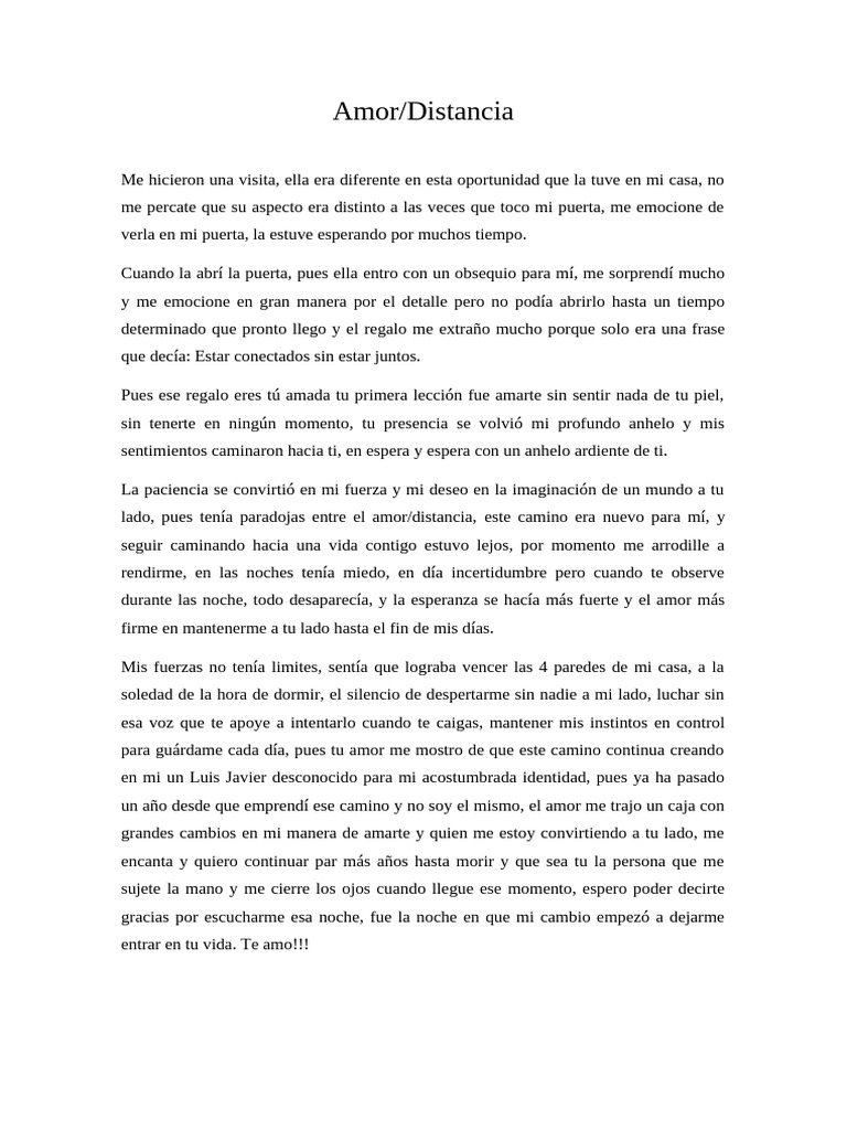 Amor a Distancia: Un Viaje Emocional | PDF