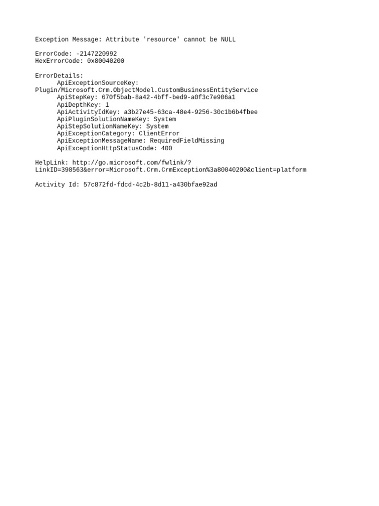 Resource Attribute Cannot Be NULL Error | PDF