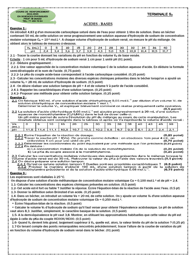 Hydroxyde de sodium : Acides et bases | PDF | Ph | Hydroxyde de sodium
