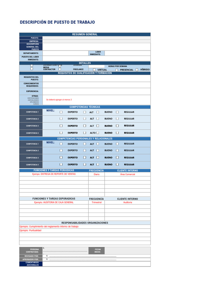 Descripción de Puesto Laboral Completa | PDF | Business