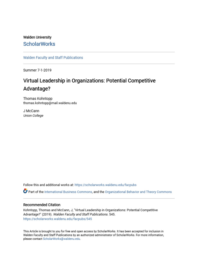 Virtual Leadership: Competitive Edge Insights | PDF | Leadership ...