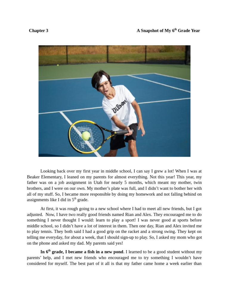 Chapter+3+A+Snapshot+of+My+6 th+Grade+Year | PDF