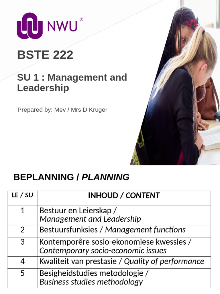 BSTE 222 - Inleiding - Introduction - SU 1.1 - 2023 | PDF ...
