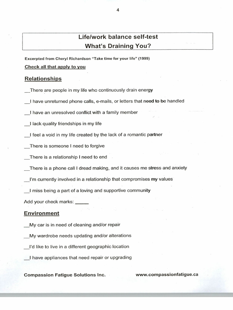 Life Work Balance Self-Test | PDF