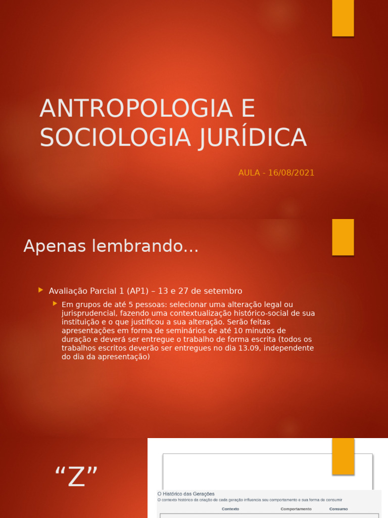 2021.08.16 ANTROPOLOGIA E SOCIOLOGIA JURÍDICA | PDF | Herança cultural ...