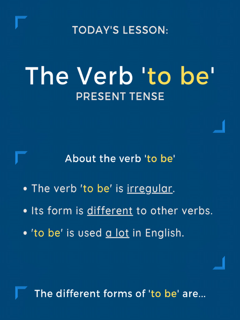 Be Verb Present Tense Form PowerPoint Lesson | PDF