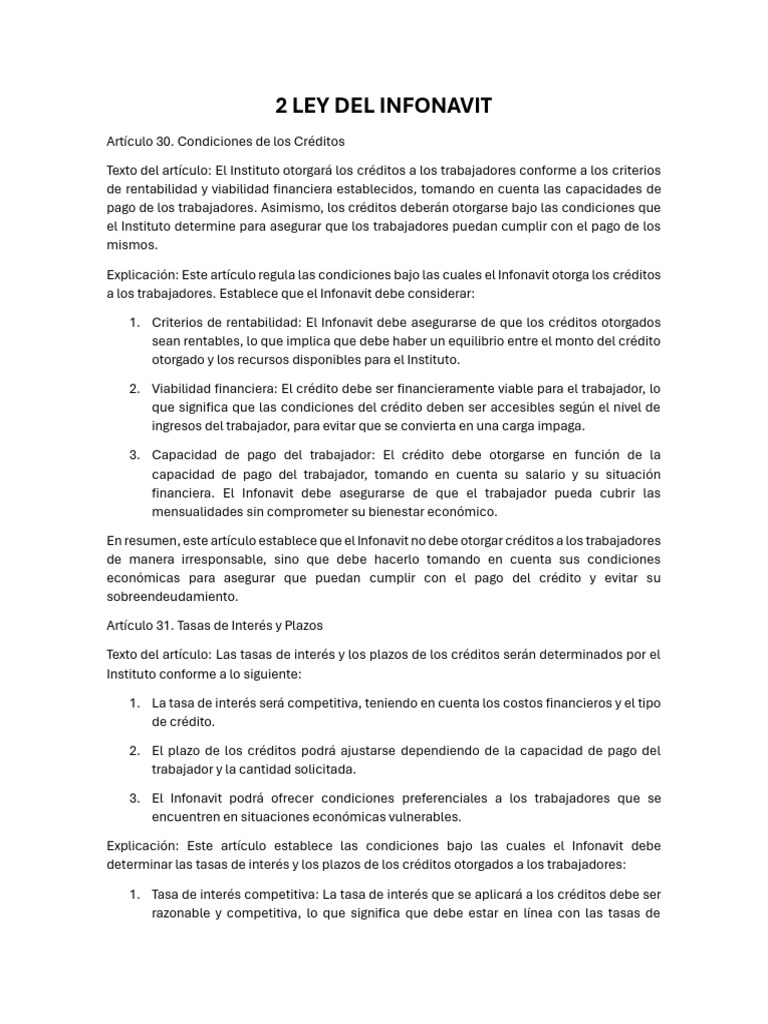 Condiciones y Tasas de Créditos Infonavit | PDF | Interés | Crédito