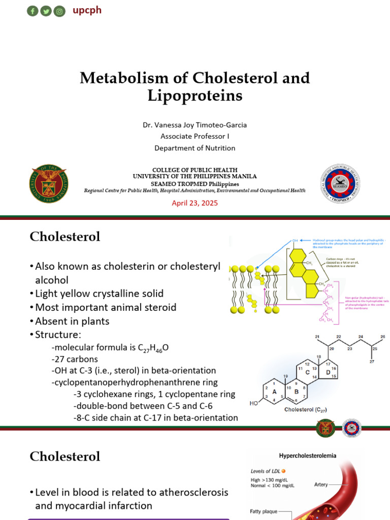 Cholesterol and Lipoprotein Metabolism | PDF | Lipoprotein | Cholesterol