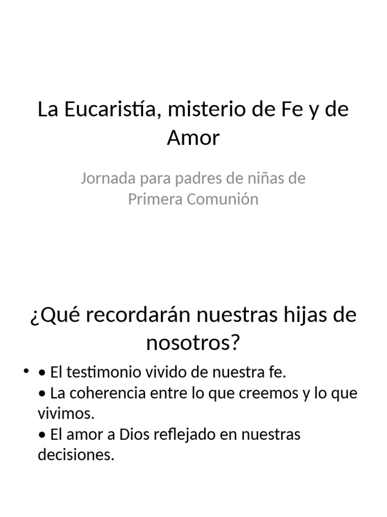 Eucaristía: Fe y Amor en Familia | PDF