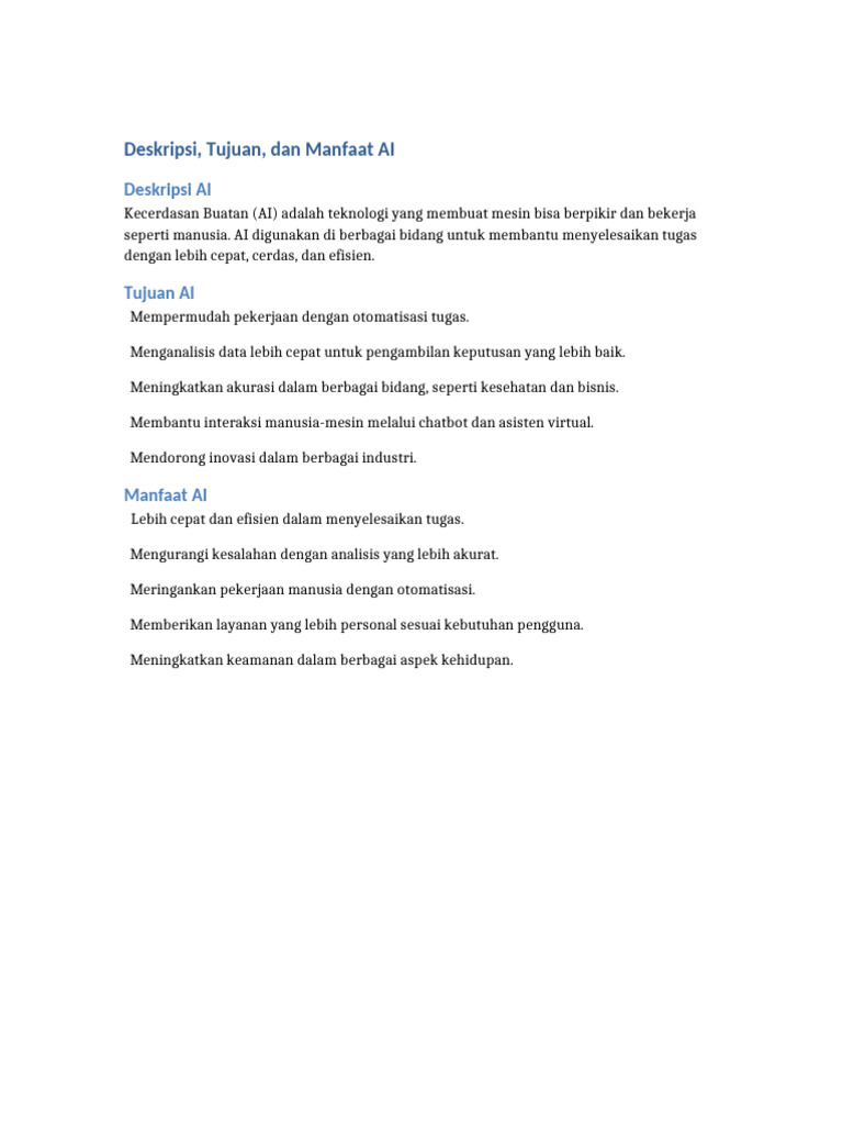 Tujuan dan Manfaat Kecerdasan Buatan | PDF
