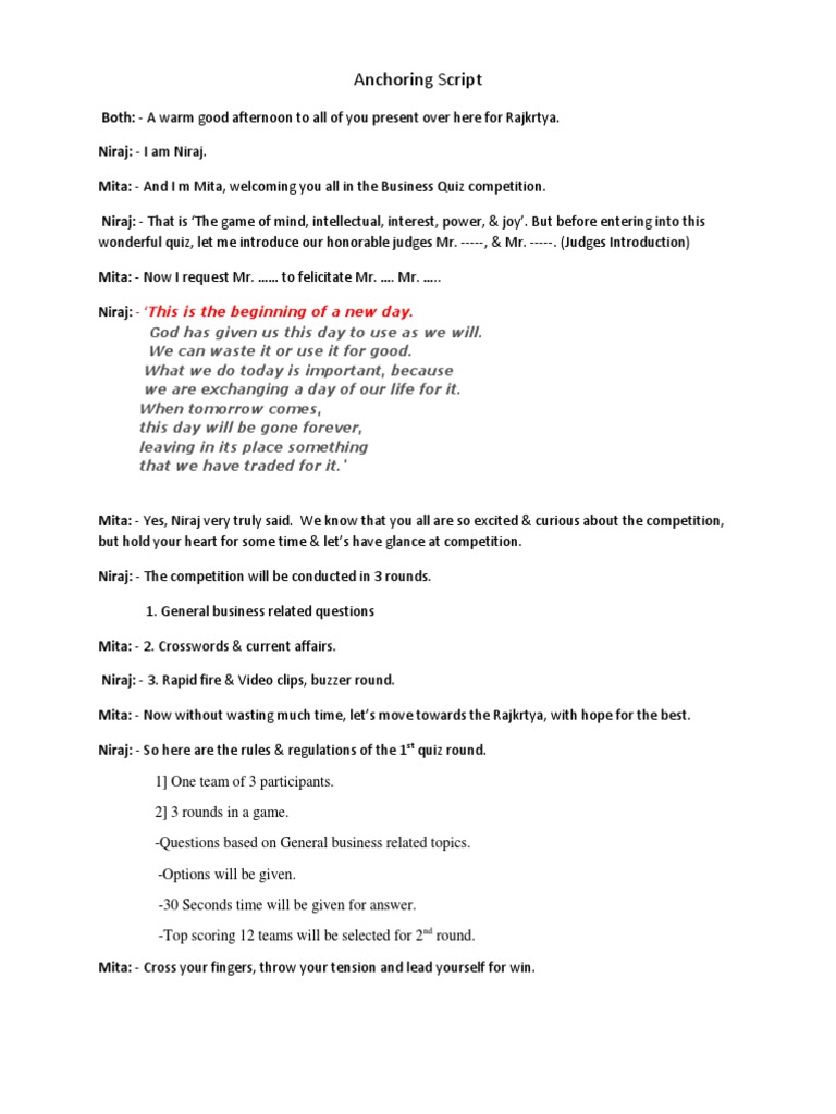 B Quiz Anchoring Pdf