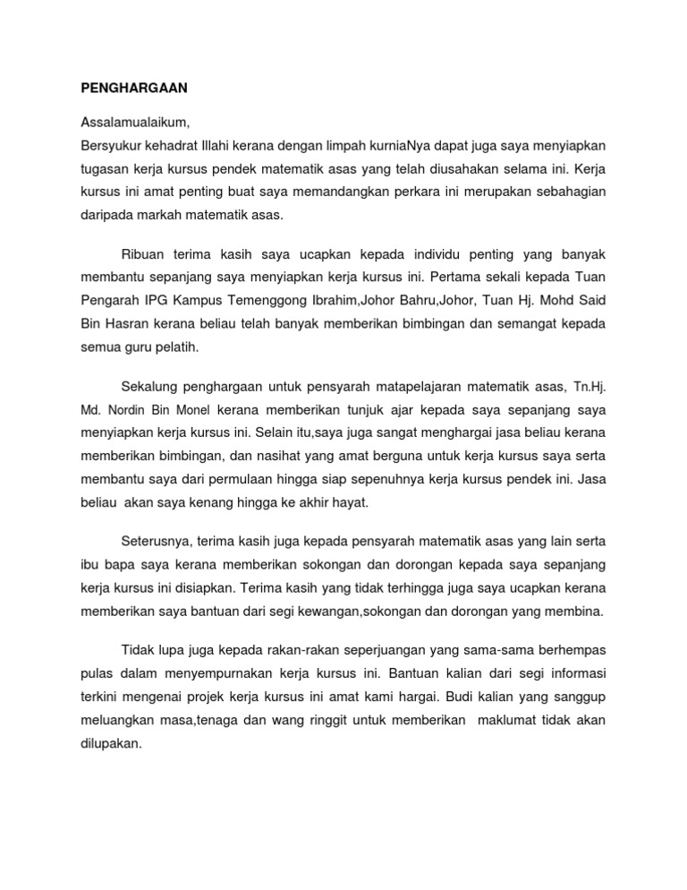 Penghargaan Matematik Pdf