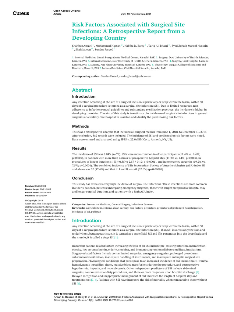 Surgical Site Infection | PDF | Surgery | Microbiology