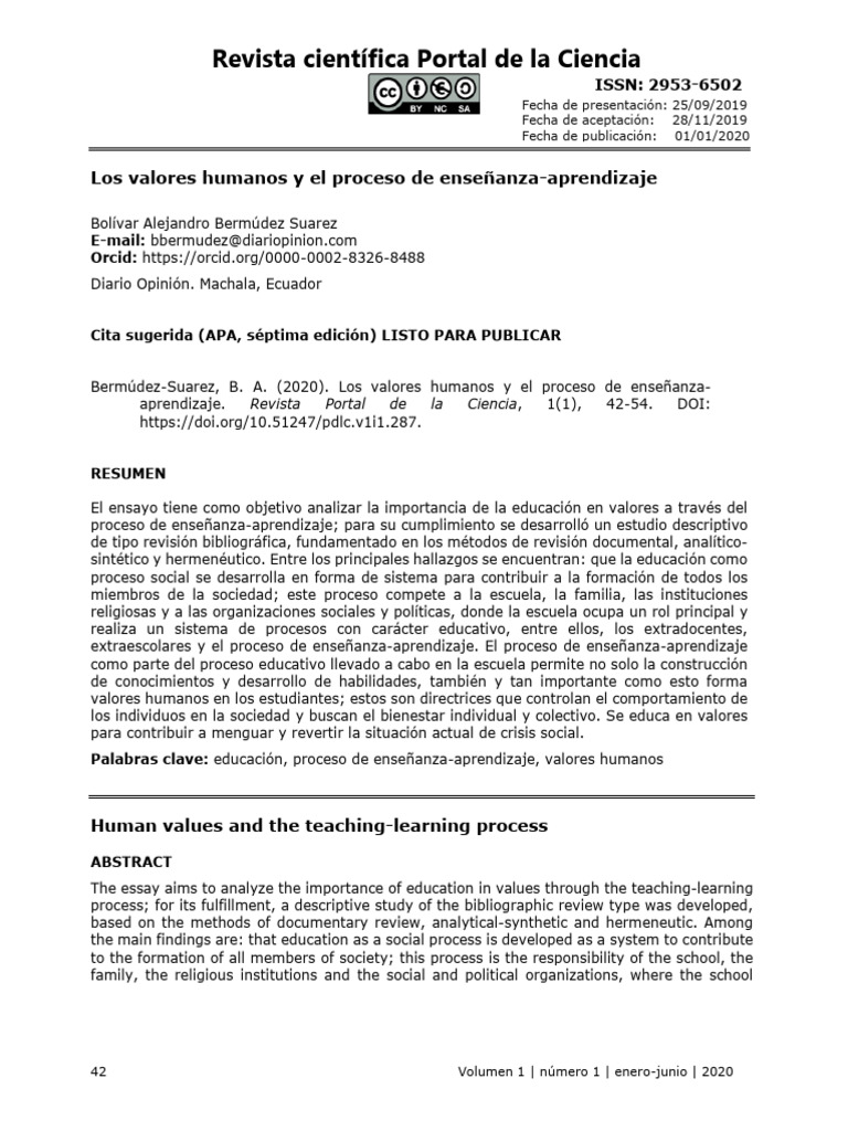 Educación en Valores y Aprendizaje | PDF | Maestros | Enseñando