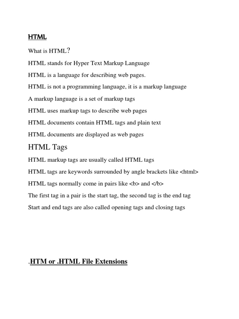 HTML ?: HTM or .HTML File Extensions | PDF | Html | Html Element
