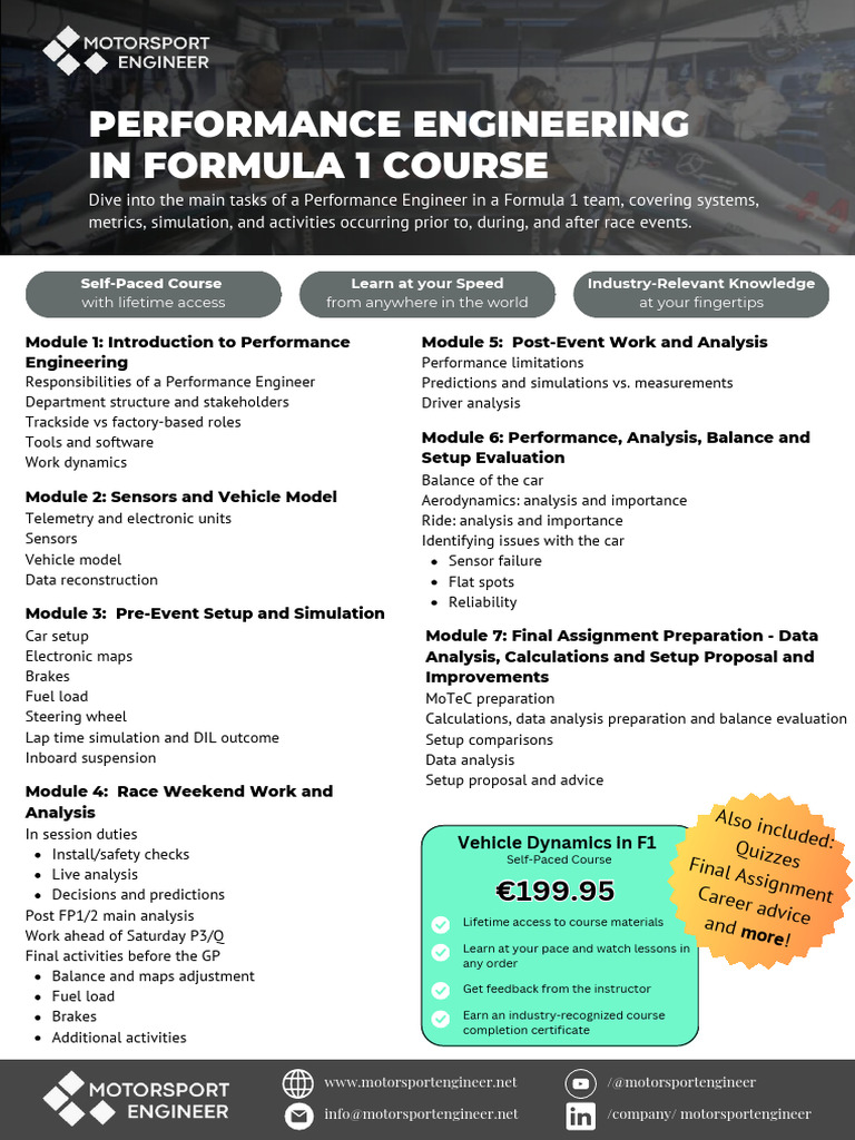 Performance Engineering in F1 Course Curriculum | PDF | Formula One ...