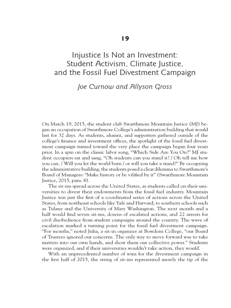 Student Activism and Fossil Fuel Divestment | PDF