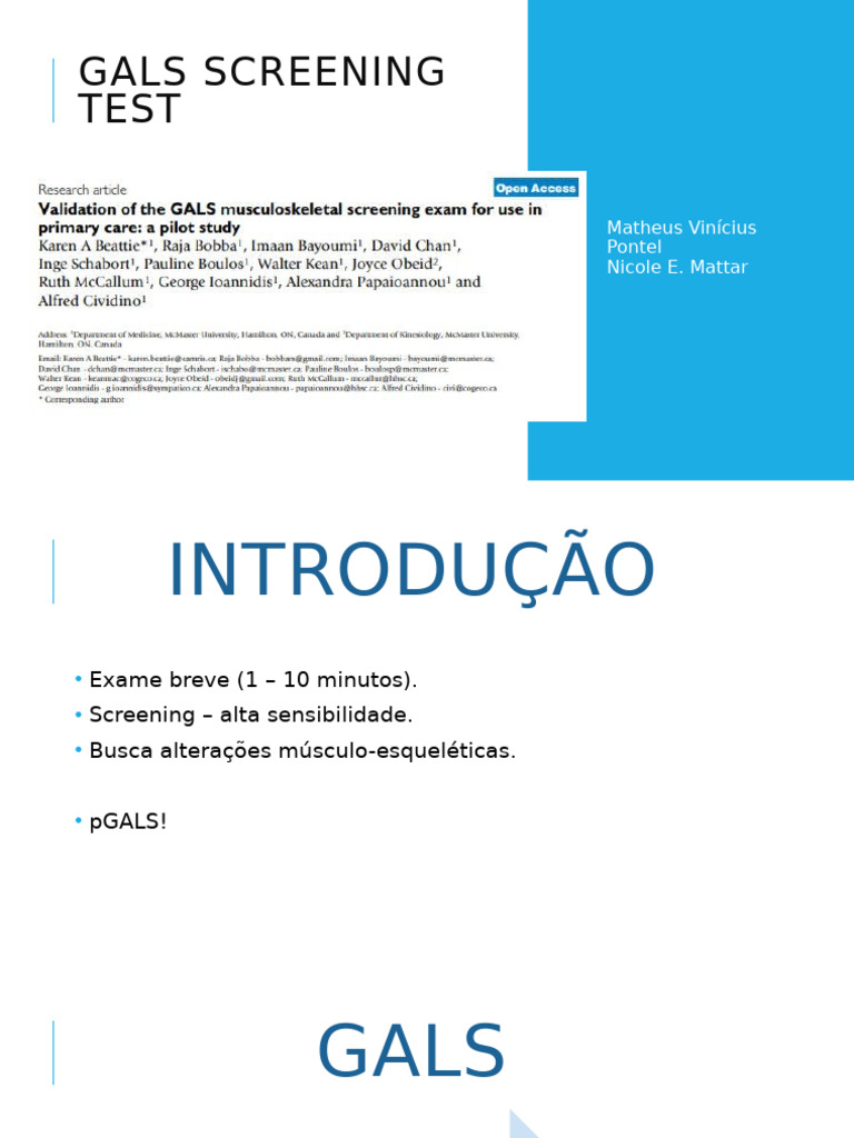 Avaliação GALS: Exame Rápido e Eficaz | PDF