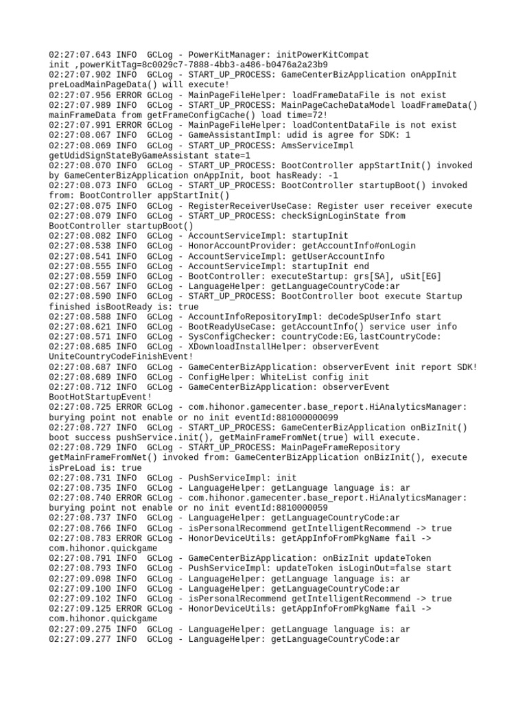GameCenter Initialization Log Analysis | PDF | Computer Engineering ...