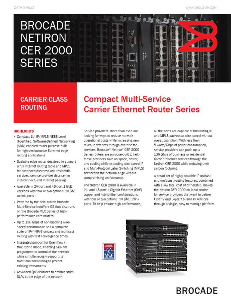 Brocade Netiron Cer 2000 Series | PDF | Networking | Multiprotocol ...