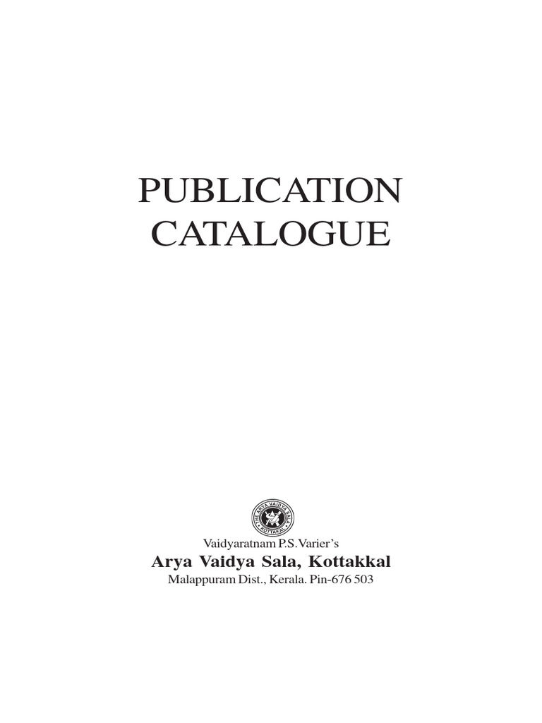 Arya Vaidya Sala Publication Catalogue | PDF | Ayurveda | Liver