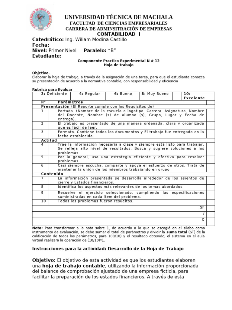 Componente Practico Experimental N | PDF | Contabilidad | Estado financiero