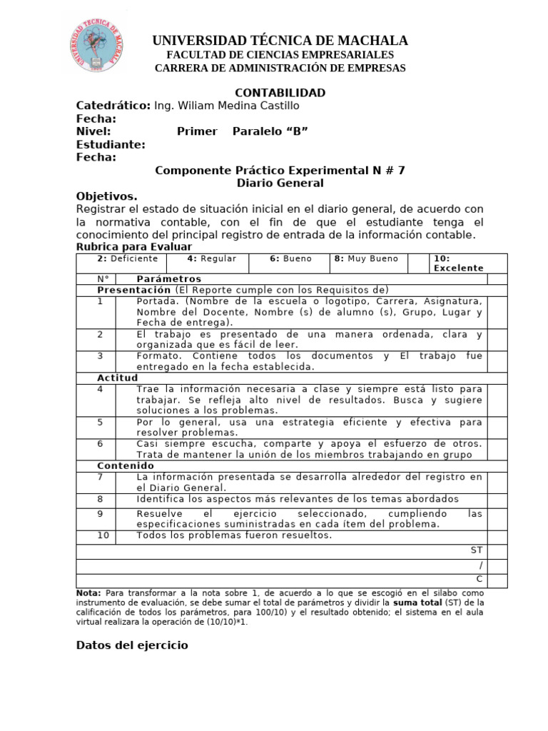 Componente Práctico Experimental N | PDF | Contabilidad | Economias