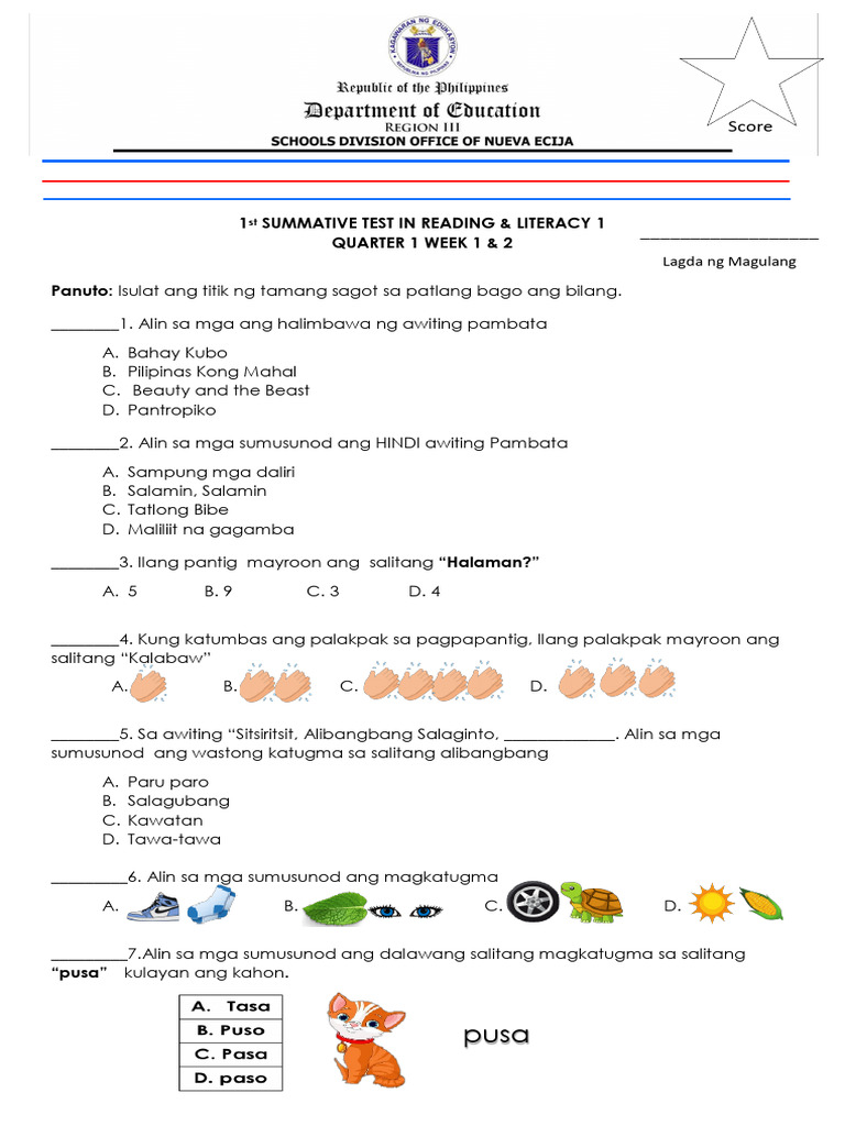 Q1 Summative Week 1 2 Matatag | PDF