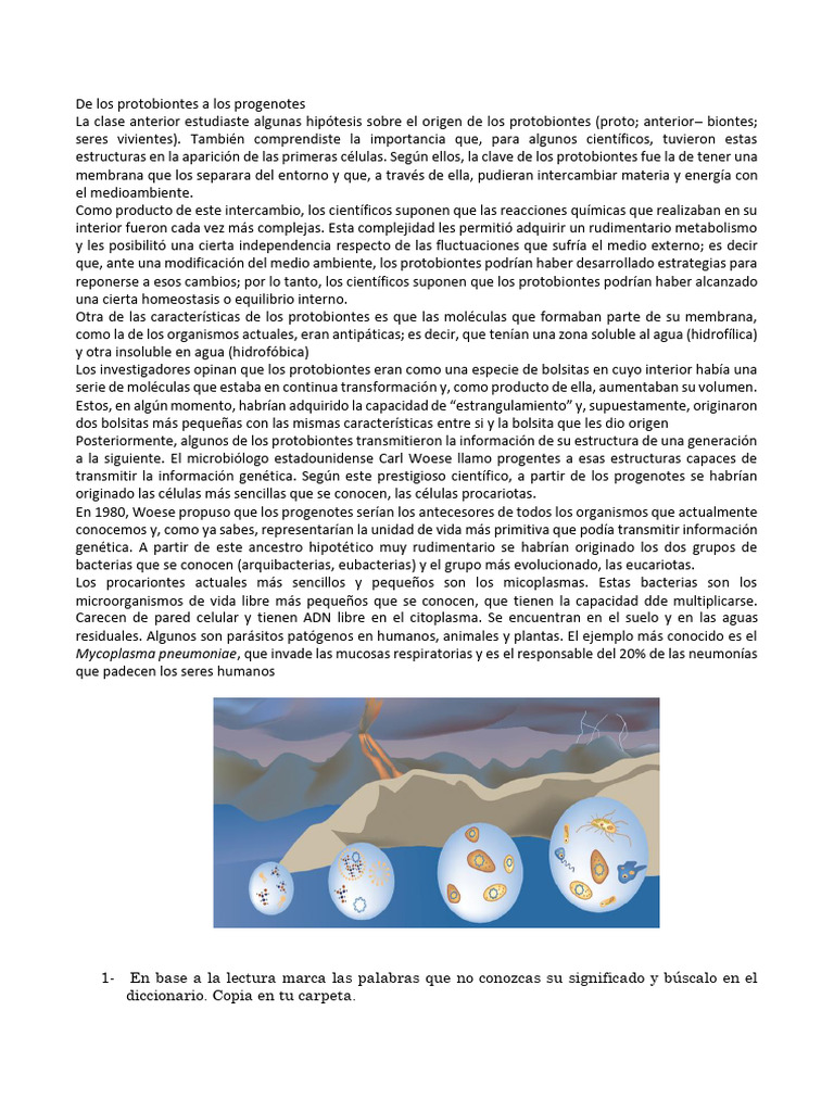PROTOBIONTES | PDF | Las bacterias | Micoplasma