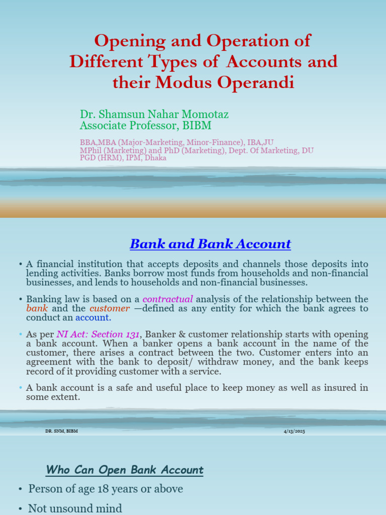 Opening and Managing Bank Accounts | PDF | Partnership | Banks