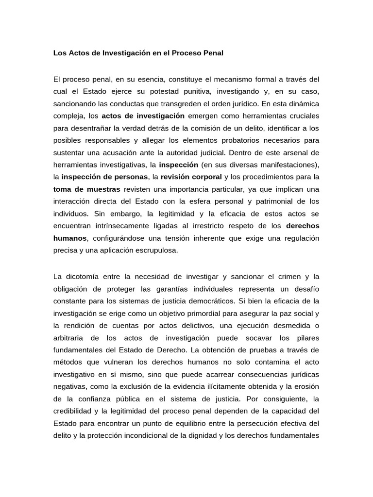 Actos de Investigación en el Proceso Penal | PDF | Tortura | Debido al ...
