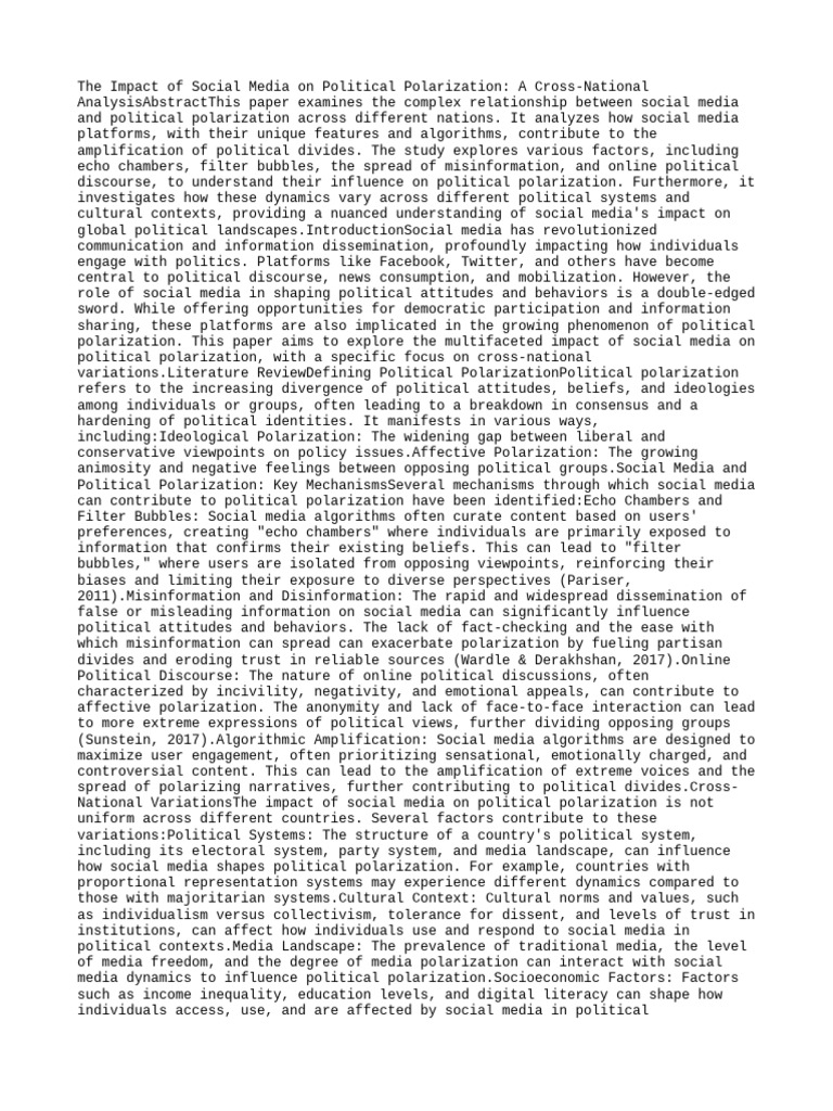 Social Media's Role in Political Polarization | PDF | Social Media ...