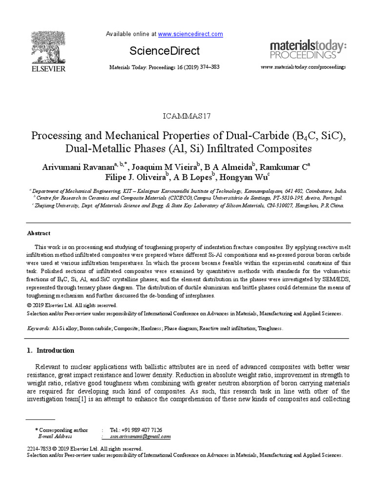 Processing and Mechanical Properties of Dual-Carbide | PDF | Fracture ...