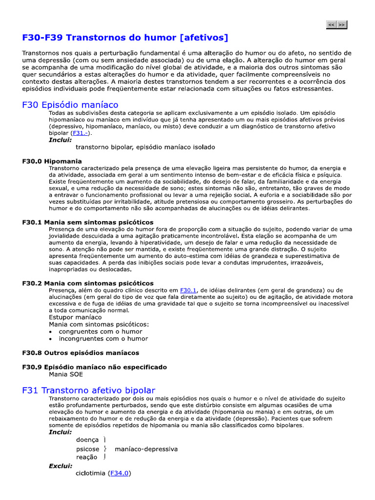 Classificação CID F39: Diretrizes | PDF